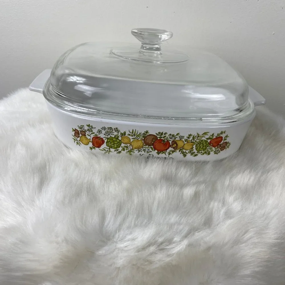 Vintage CORNING WARE Spice of Life La Romarin Large Square 10x10x2 PYREX Cassero